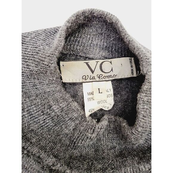 VC Via Como Italy Men's Large Wool Blend Gray Crewneck Sweater - Picture 4 of 6